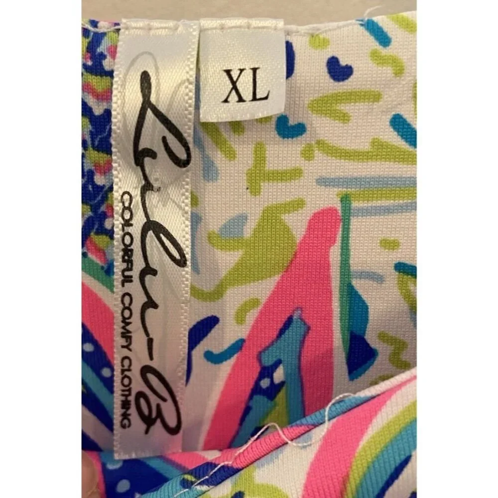 Lulu B Dress Sheath Stretch Ruffle Sleeveless Pink Blue Green XL